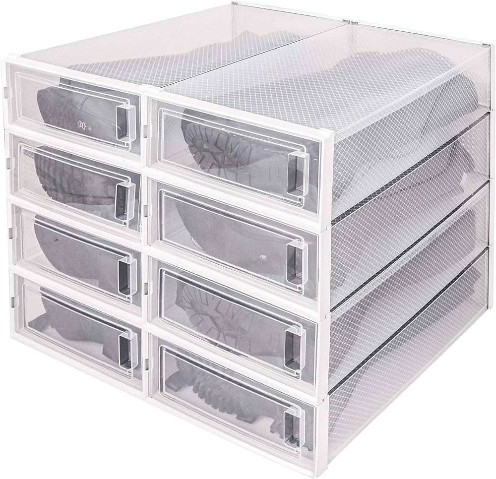 DHMAKER 8 Pack Boot Storage Box, Stackable Clear Plastic Boot Shoe Organizer for Tall Boots, Clos... | Amazon (US)
