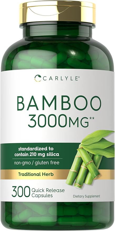 Carlyle Bamboo Extract Capsules | 300 Count | 210 mg of Silica | Non-GMO, Gluten Free Supplement | Amazon (US)