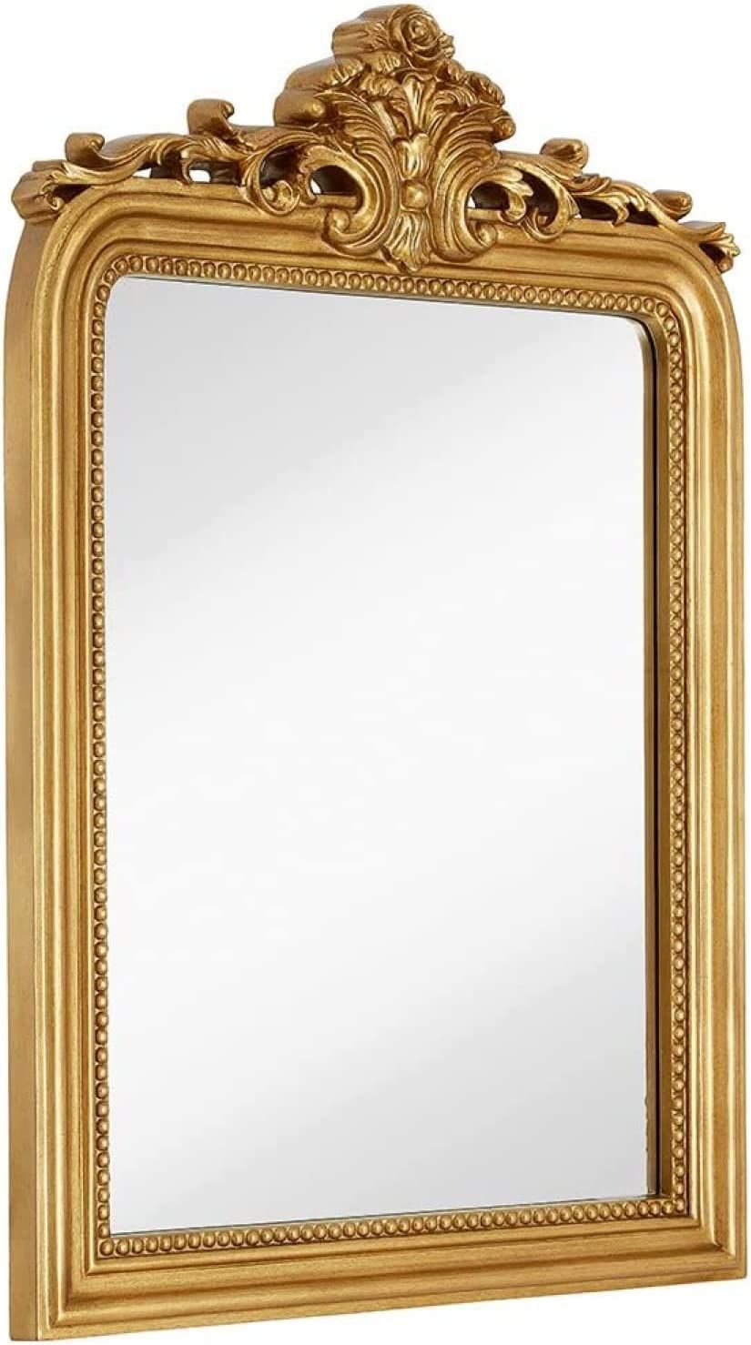 Amazon.com: Hamilton Hills 24x36 inch Vintage Gold Mirror | French Baroque & Antique Arched Mirro... | Amazon (US)
