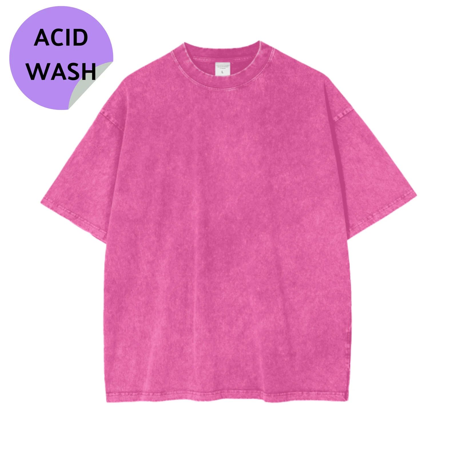 Pink Oversized Acid Wash Shirt for Women, Japanese Streetwear Clothing, Plain Pink Acid Washed Ts... | Etsy (US)