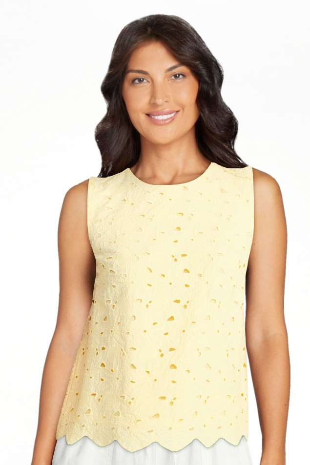 Time and Tru Women's and Women's Plus Sleeveless Cotton Eyelet Top, Sizes XS-4X | Walmart (US)