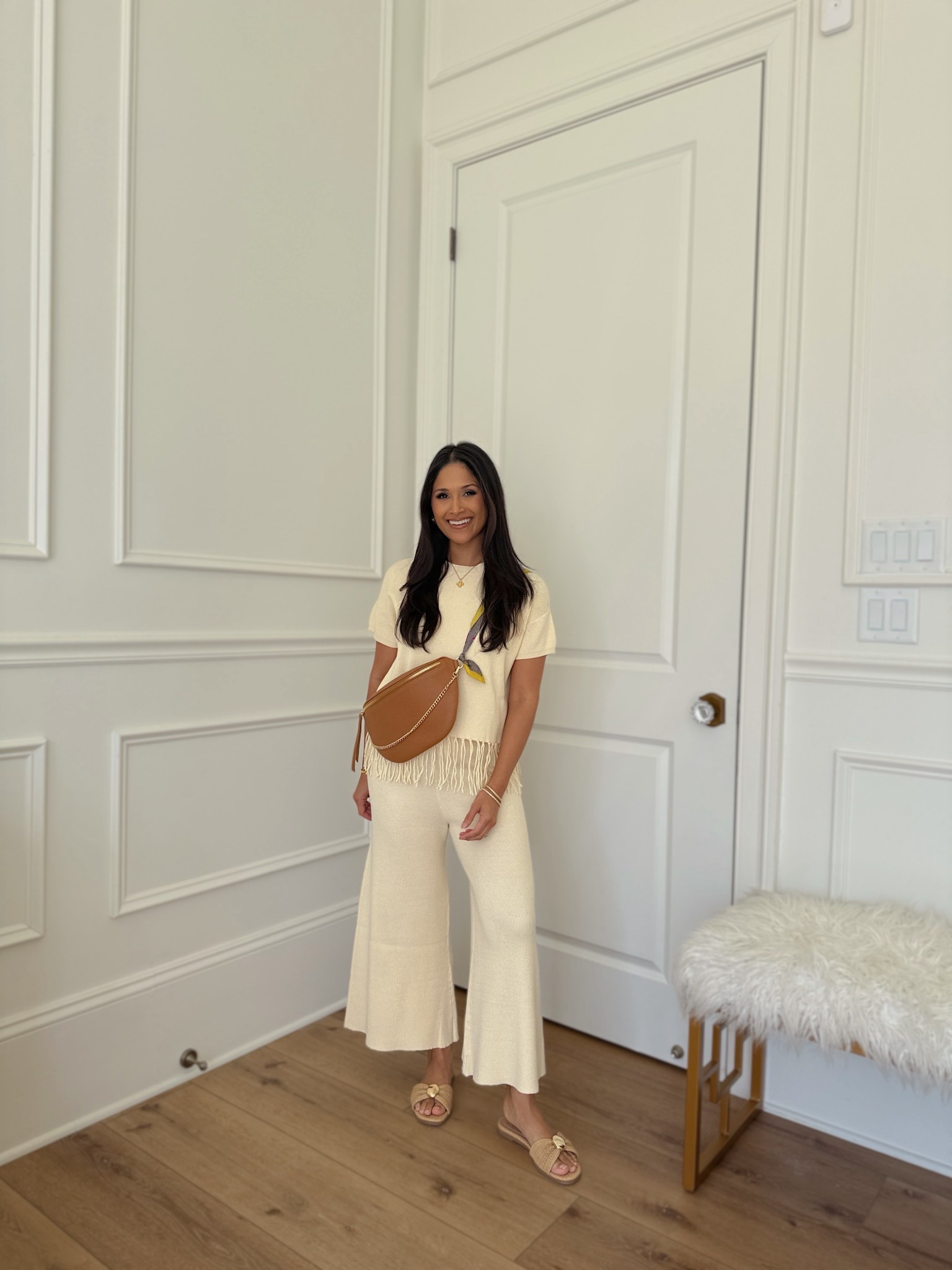 Obsessed with this matching sweater lounge set from the cella Jane x @Splendid  collection! The fringe detail is so cute!
Also, take 20% OFF my Beck sling bag with code: HAUTE20
#giginewyork 

#LTKootd #LTKPetite