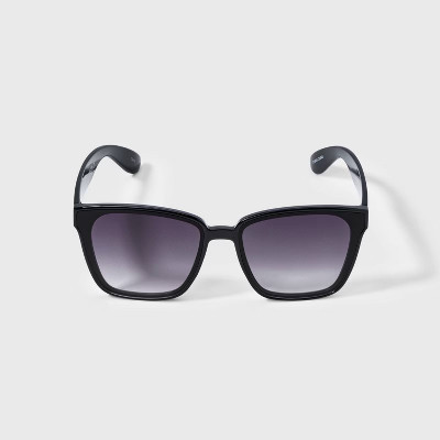 Women's Shiny Plastic Square Sunglasses with Gradient Lenses - Universal Thread™ Black: Scratch-Resistant, UV Protection | Target