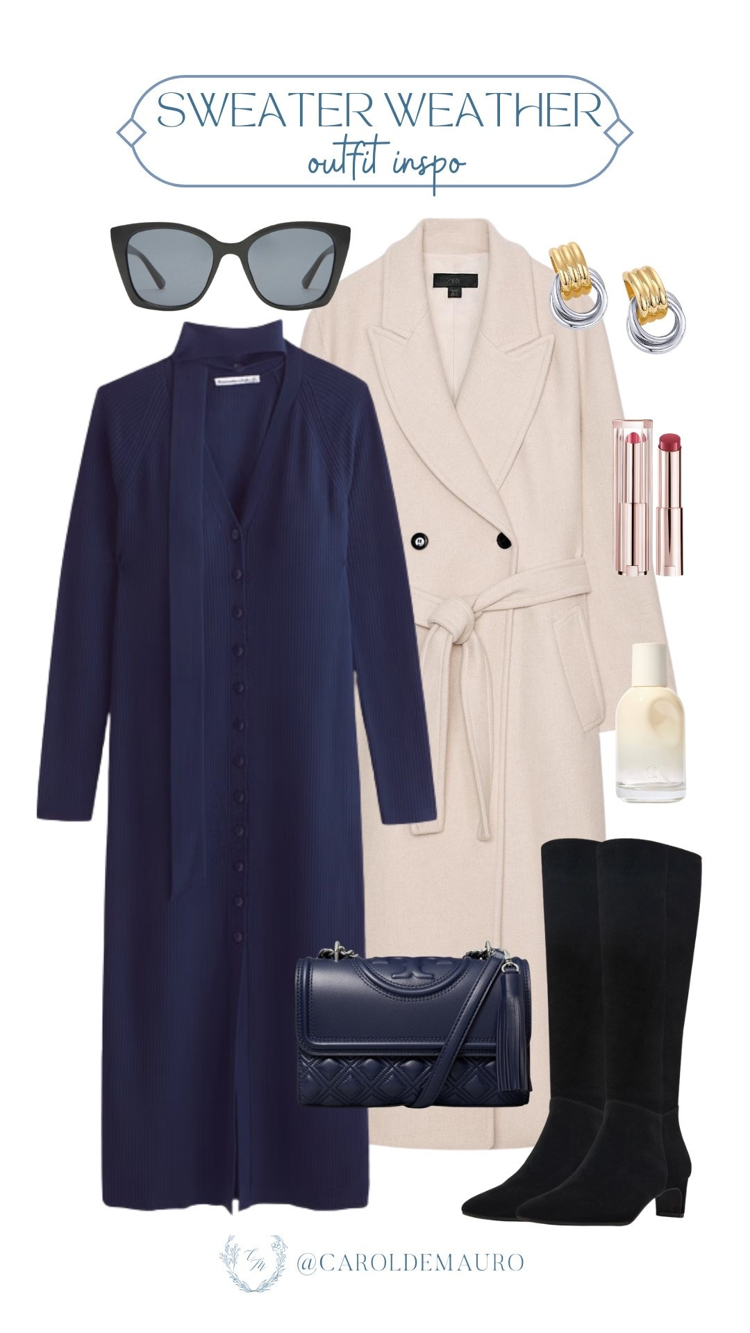 Keeping it cute and cozy! Whether you're wrapping up in a long coat or dressing up that navy midi sweater dress with a scarf detail, you're ready for anything. Bring on the boots and the chilly air!

sweater weather, winter looks, casual chic, elevated basics, petite fashion, elegant style, cool girl outfit, date night 

#LTKHome #LTKSeasonal #LTKFindsUnder50