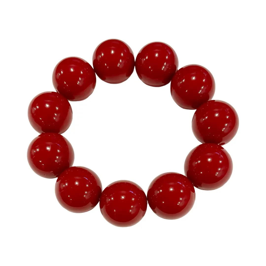 Cranberry Bracelet, Big Bubblegum Beads Gift for Her, Girlfriend Gift, Strung on Strong Elastic. ... | Etsy (US)