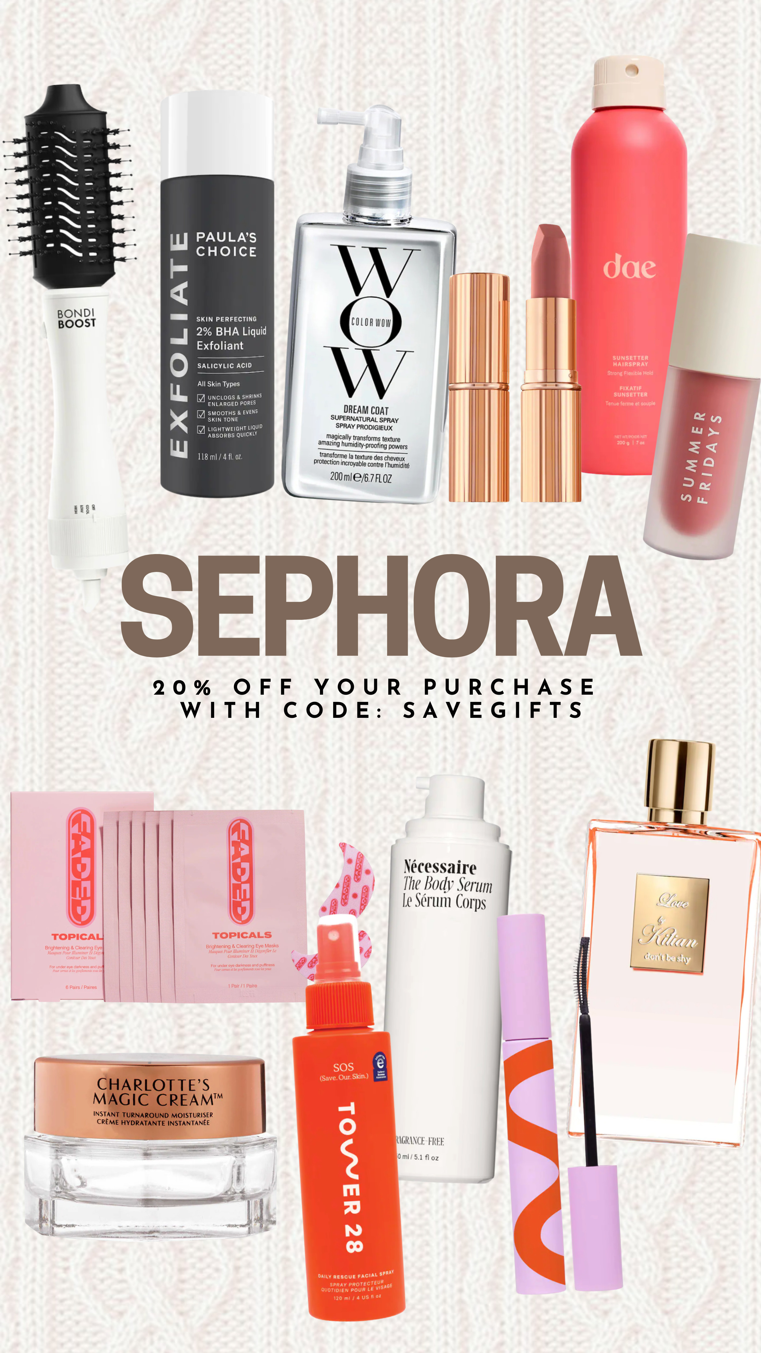 sephora sale 20% off your purchase with code: savegifts 
sephora sale, makeup, beauty favorites, hair favorites 

 #LTKGiftGuide #LTKHoliday