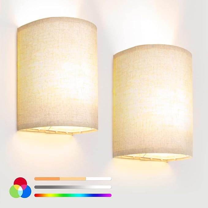 Dexnump Battery Operated Wall Sconce Set of 2, 18 RGB Colors Dimmable Wireless Wall Light with Re... | Amazon (US)