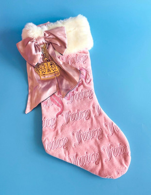 Juicy Couture y2k Pink Logo Crown Faux Fur Trim Christmas Stocking - EUC | eBay | eBay US