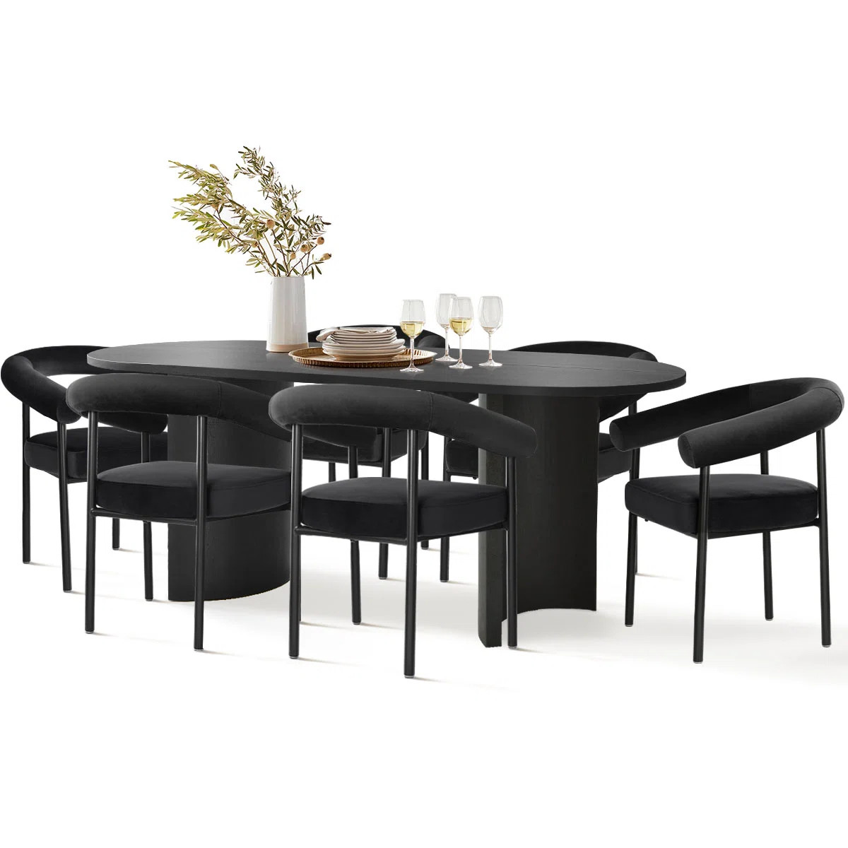 7-Pieces Oval Dining Table Sets | Wayfair North America