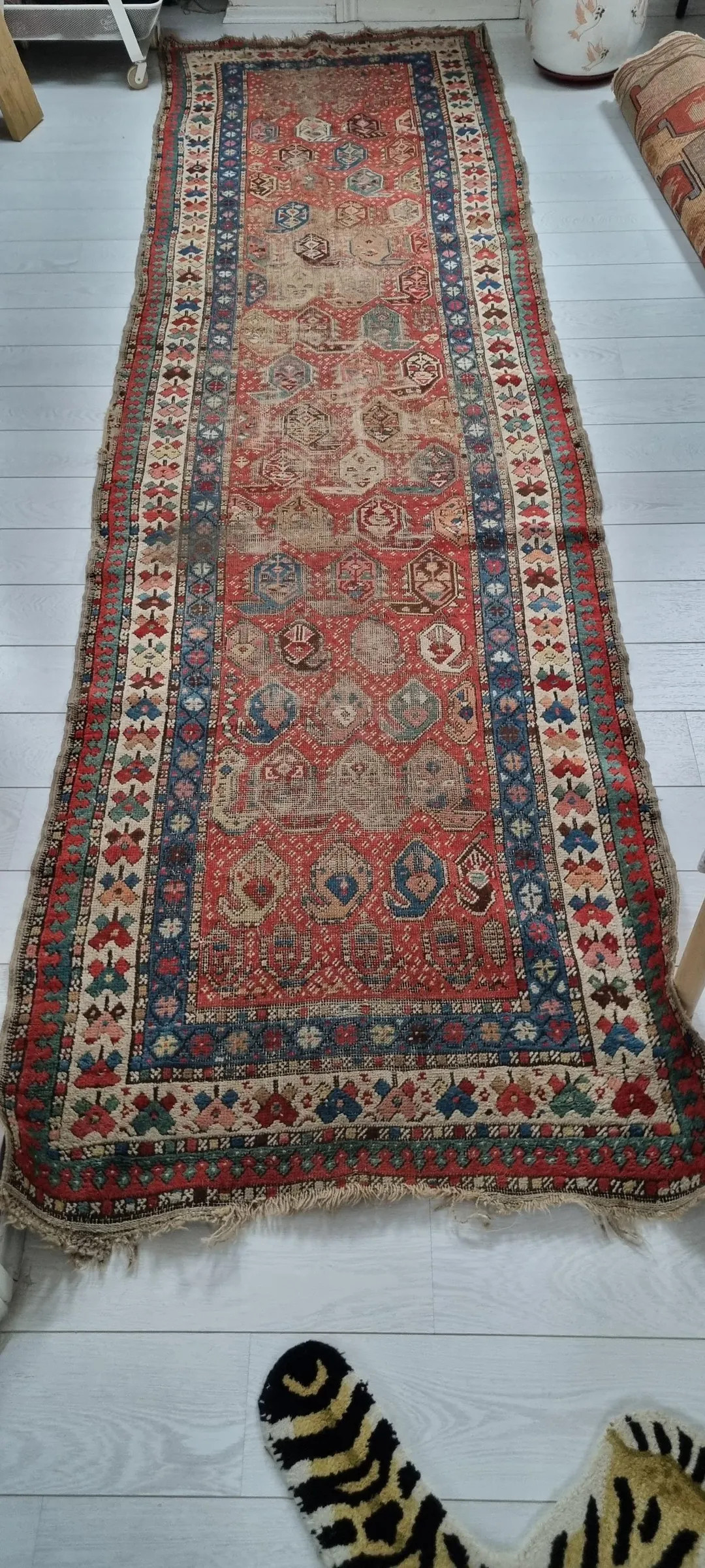 Antique Caucasian Karabakh handmade wool runner rug circa 1880 11.8 x 3.1 ft | Etsy (US)
