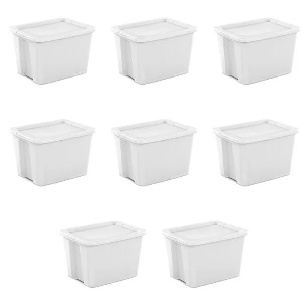 Sterilite 18 gal Tote Box White Set of 8 - Walmart.com | Walmart (US)
