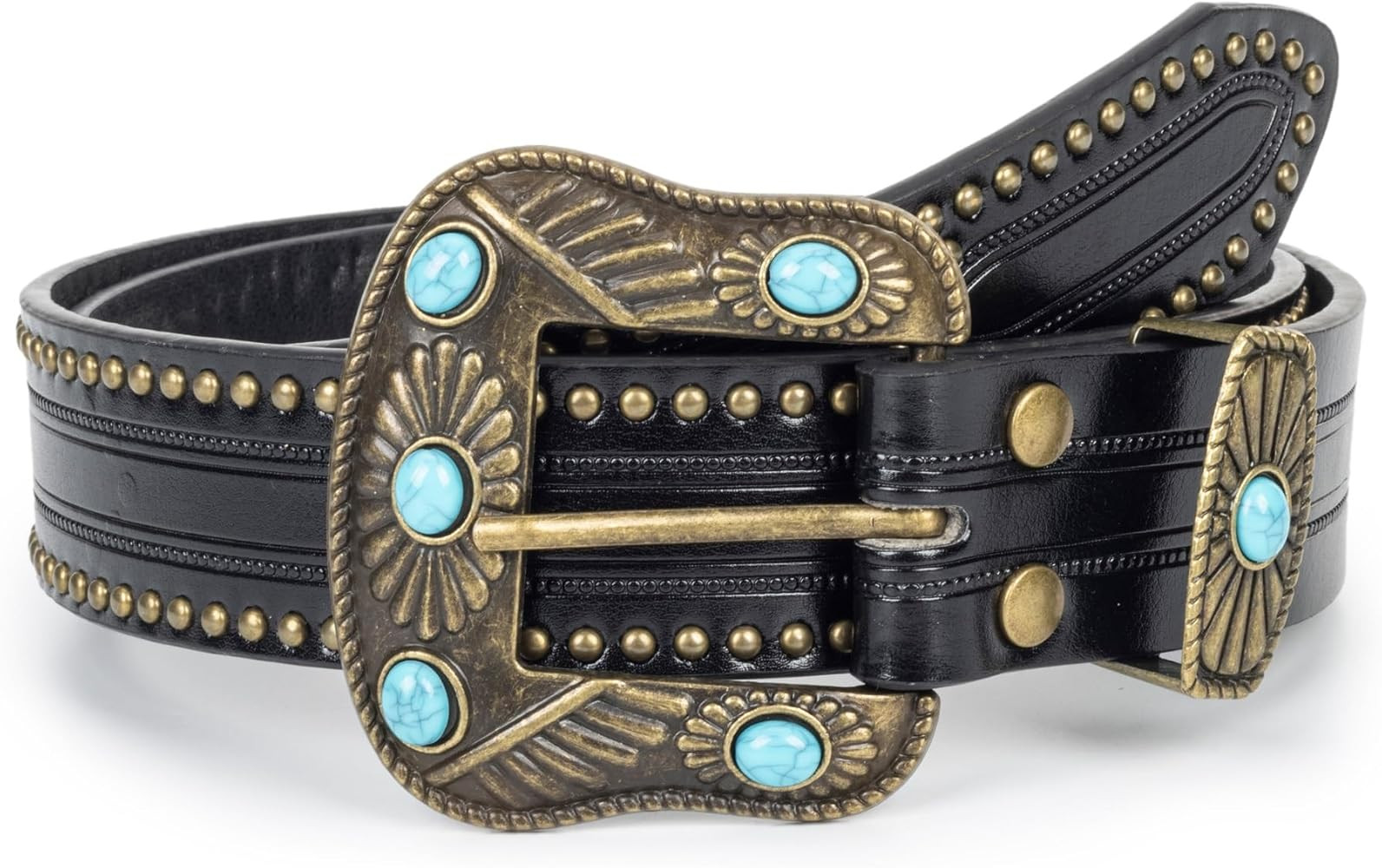 Adjustable Vintage Western-Belts for Women Men Engraved Buckle-Belts Cowboy-Cowgirl-Belt (Waist f... | Amazon (US)