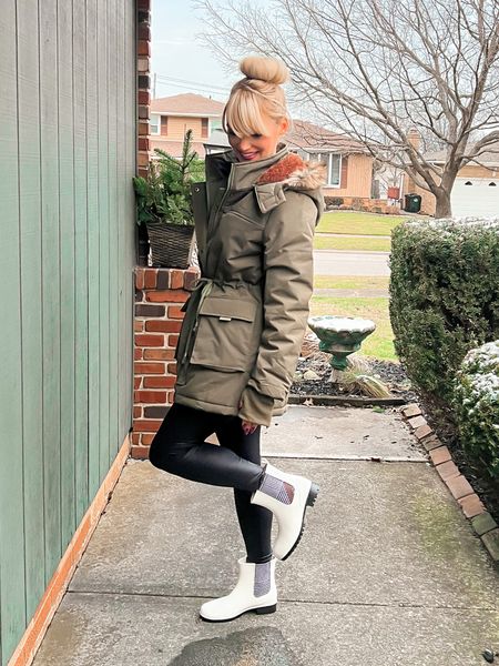 Winter coat with Sherpa lining and faux fur hood on deal for $69.99 (45% off) with $15 clickable coupon - black and white Chelsea rain boots with houndstooth detail - faux leather leggings - winter coat - winter outerwear - winter boots - winter fashion - winter style - Amazon Fashion - Amazon deals - Amazon coupon - Amazon finds 

#LTKsalealert #LTKSeasonal #LTKshoecrush