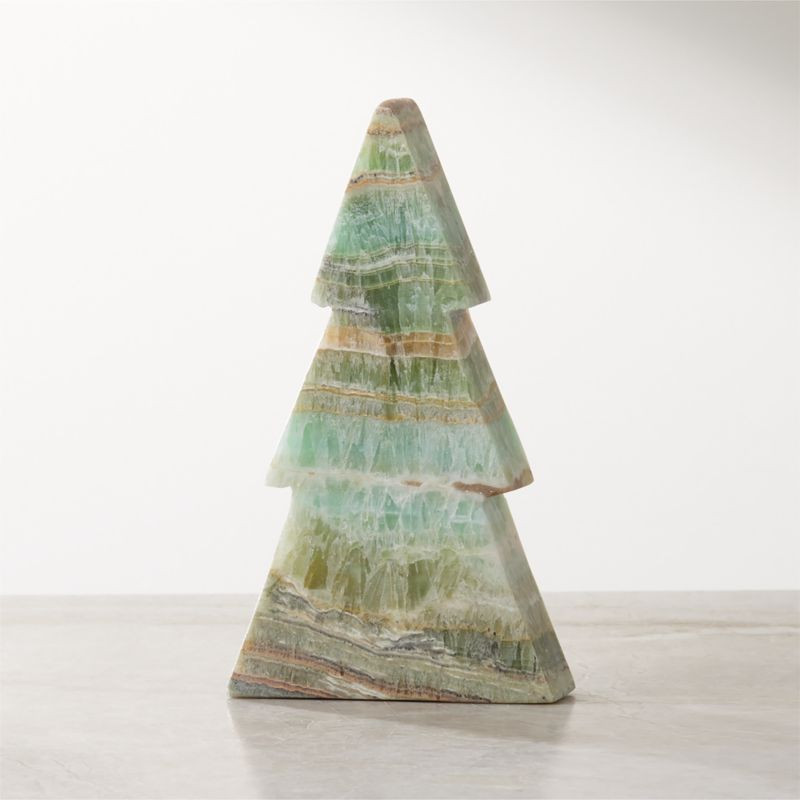 Green Travertine Christmas Tree 7" | CB2 | CB2