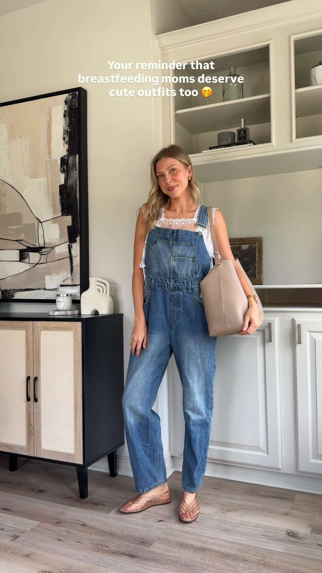 Cute summer mom outfits, nursing friendly! Wearing M in overalls, S in all tops, size 2 in scallop shorts, S in white flowy shorts, S blue matching set 

 #LTKootd #LTKmomlife