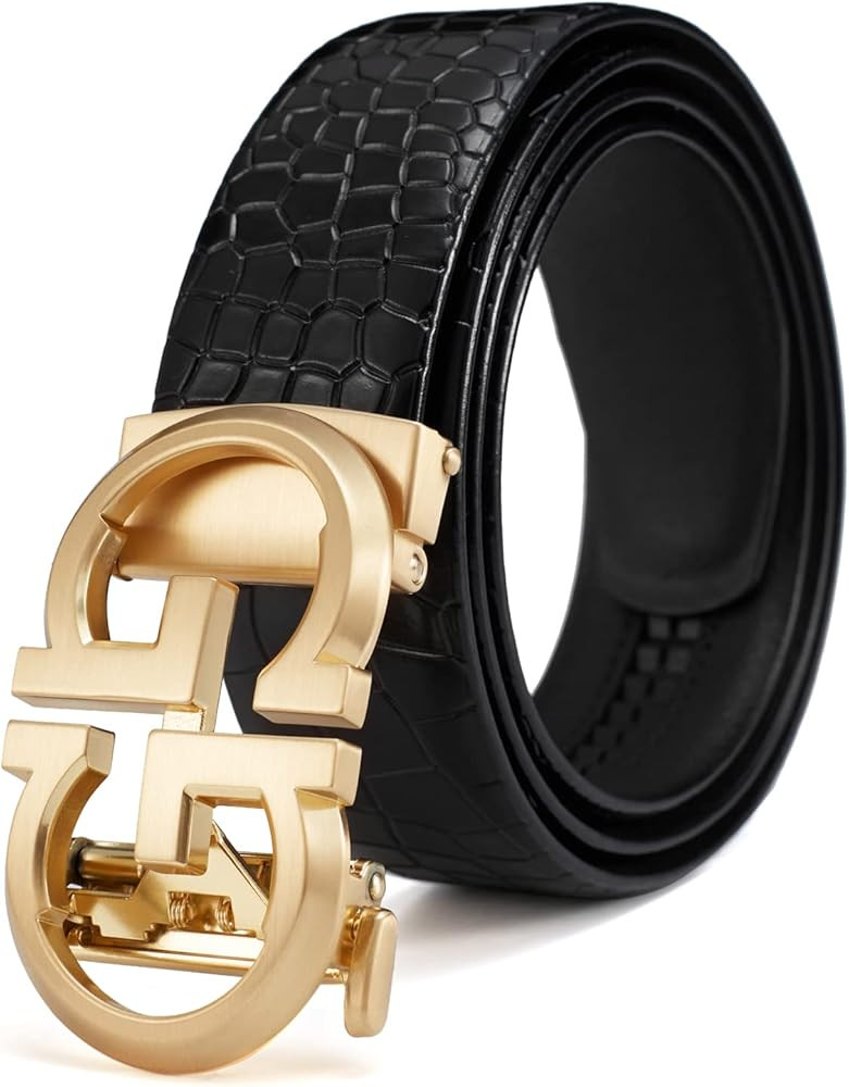 ARIMIA Fashion Diamond Mens Real Leather Ratchet Belt Black Adjustable Length Full Grain Soft Gen... | Amazon (US)