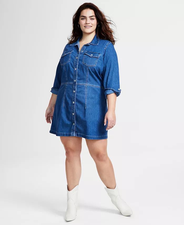 Plus Size Ellie Button-Down Denim Dress | Macy's