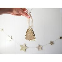 Golden Glitter Tree Gift Tags - Christmas Holiday Paper Ornaments | Etsy (US)