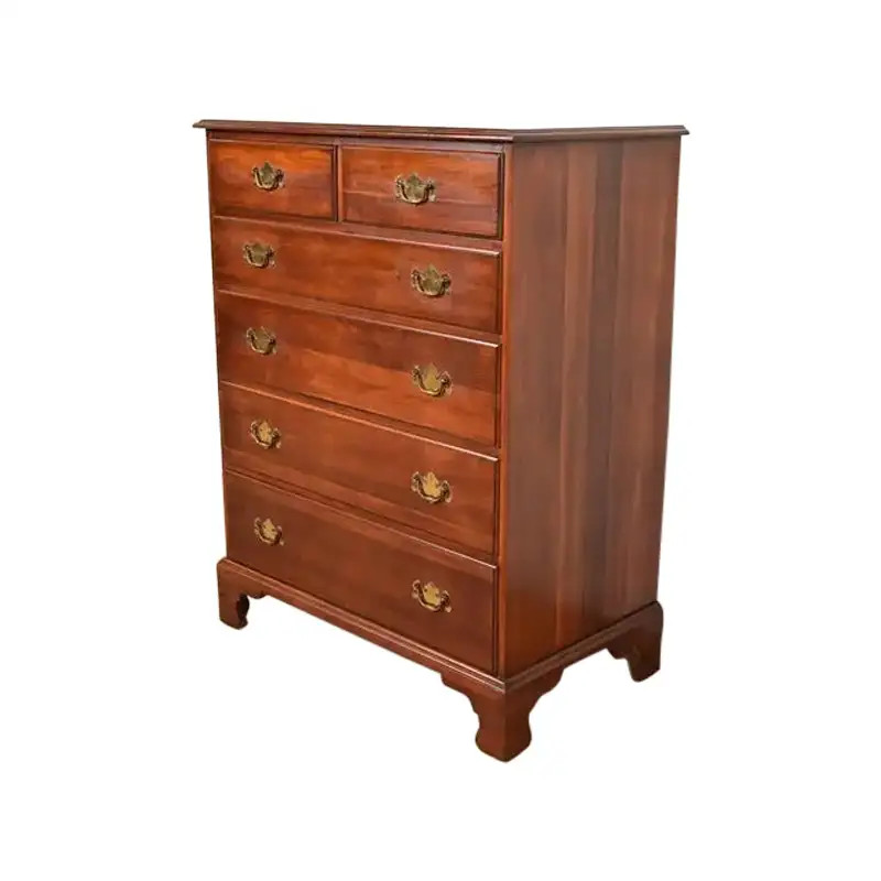 Henkel Harris Georgian Solid Cherry Wood Highboy Dresser, Circa 1960s | 1stDibs