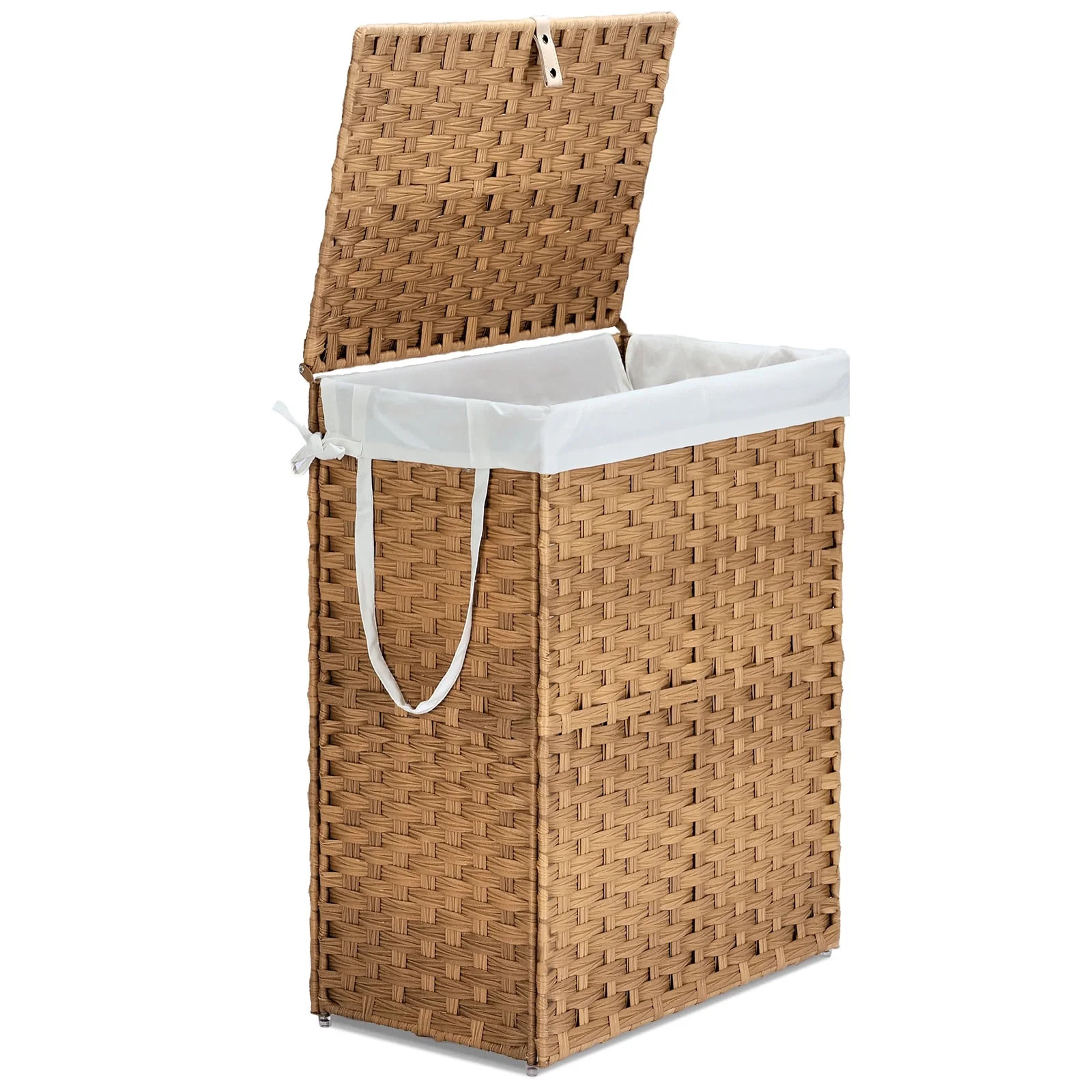 JIOABL Laundry Hamper with Lid, 90L Clothes Hamper with Removable Liner Bags, Synthetic Rattan La... | Walmart (US)