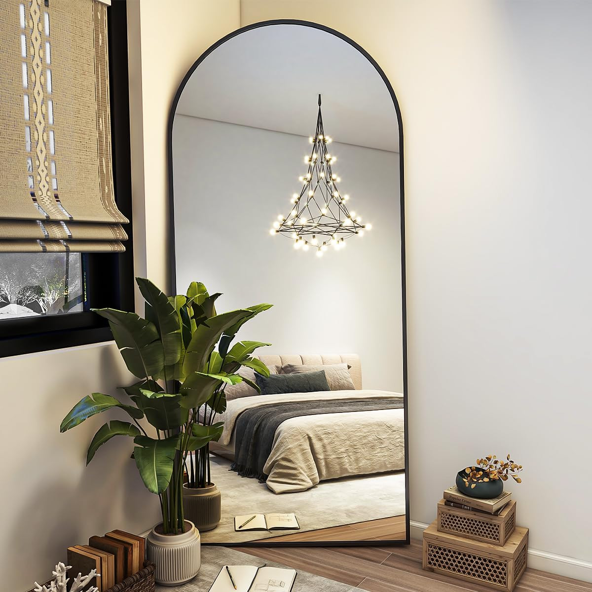 BEAUTYPEAK 71"x28" Arch Full Length Mirror, Wall Mirror Floor Mirror with Stand Hanging or Leaning, Aluminum Alloy Frame Full Body Mirror for Bedroom, Dressing Room, Black | Amazon (US)