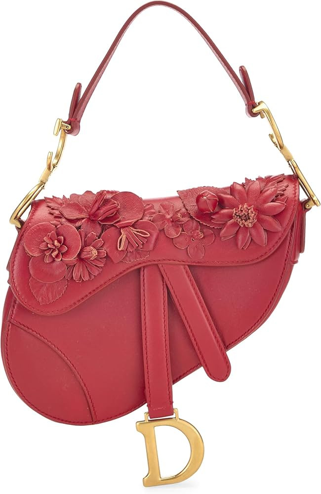 Amazon.com: Christian Dior, Pre-loved Red Calfskin 3D Flower Saddle Bag Mini, Red : Amazon Luxury | Amazon (US)