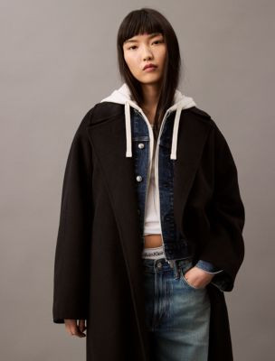 Double Faced Wool Blend Wrap Coat | Calvin Klein | Calvin Klein (US)
