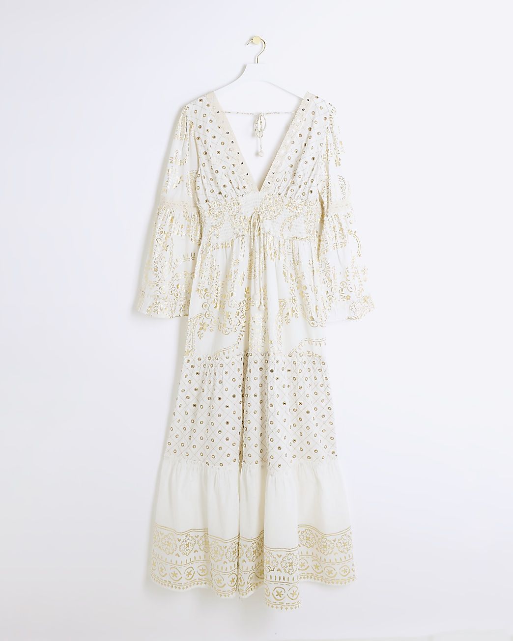 Cream paisley embellished beach maxi dress | River Island (UK & IE)