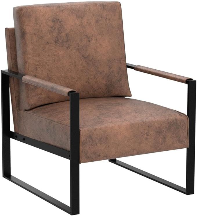 Classic Mid Century Modern Accent Chair with Durable Square Metal Frame, Armchair for Living Room... | Amazon (US)