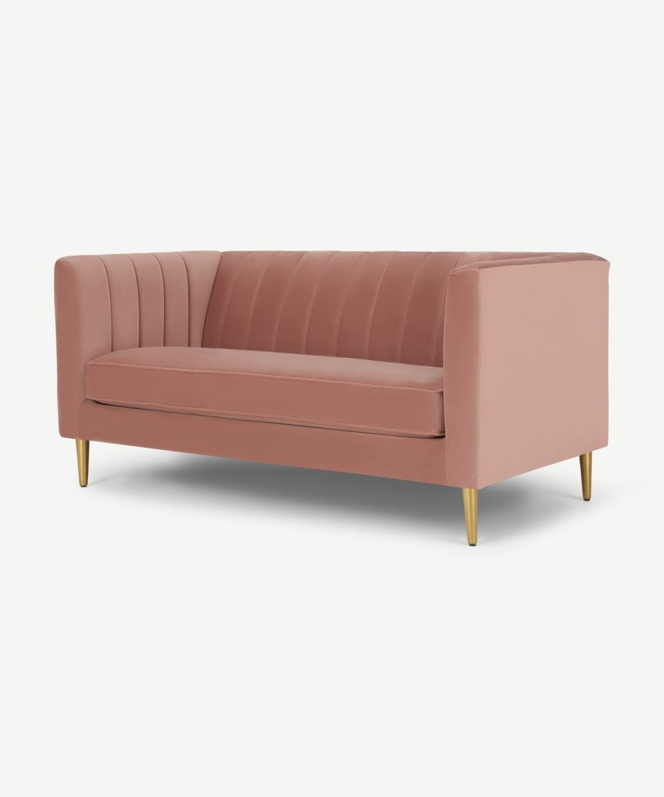 HomeSofas & ArmchairsSmall & 2 Seater SofasAmicie 2 Seater Sofa, Blush Pink Velvet | MADE.COM (UK)