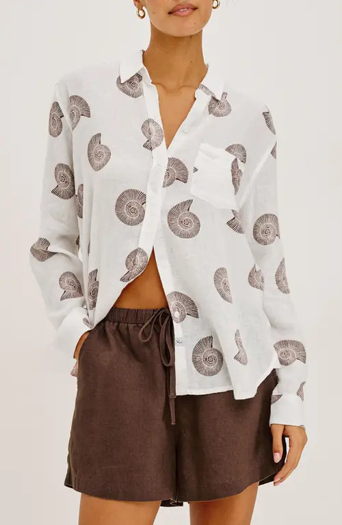 Rails Charli Seashell Print Button-Up Shirt in Spiral Shells at Nordstrom, Size Medium | Nordstrom