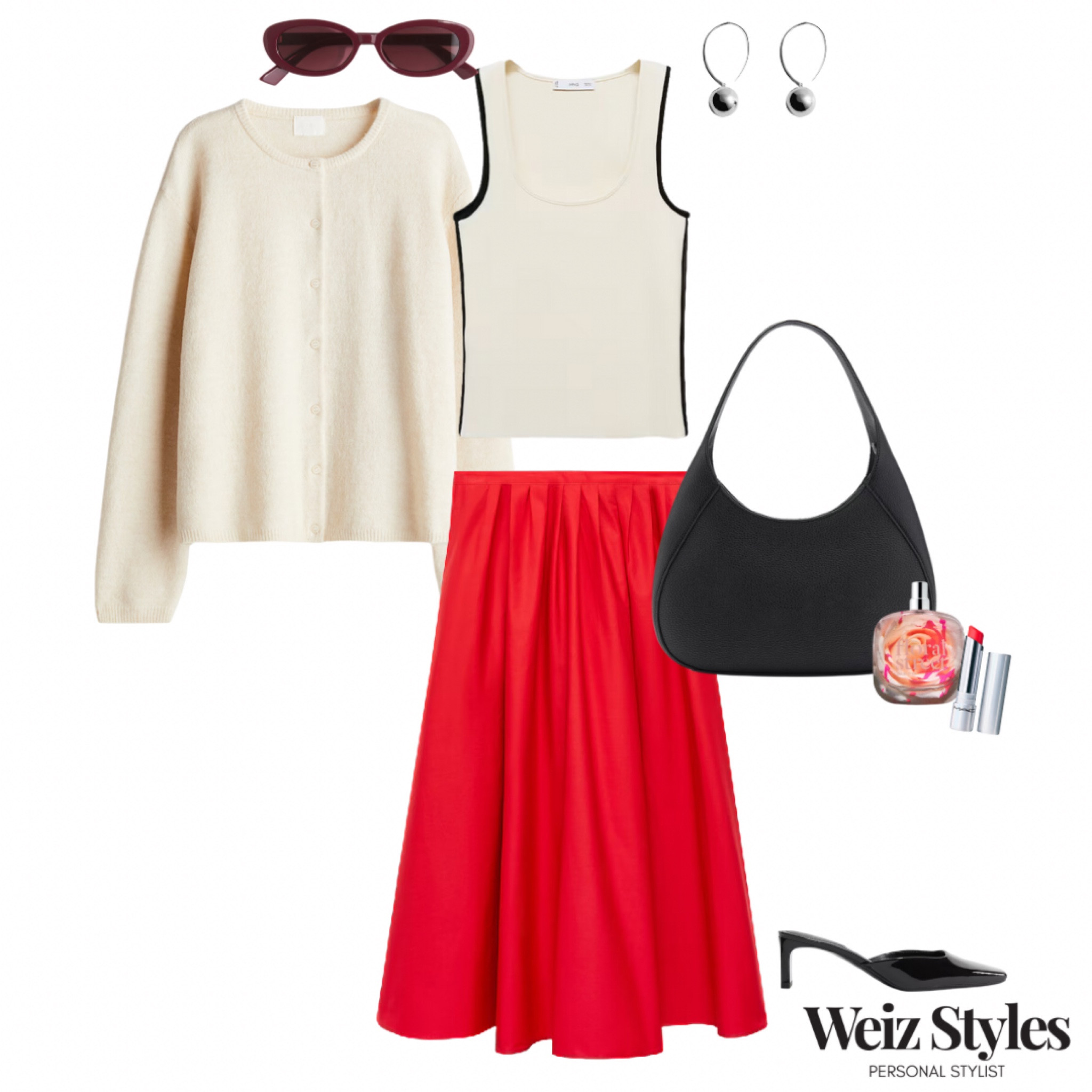 An elegant ensemble with  fun and trendy burst of red ❤️ I love to add a pop of colour to an outfit, it adds personality and character to your outfits and elevates even the most basic looks ✨

Head to www.weizstyles.com to find out how I can help you on your style journey 💃🏻

Louise x

Personal stylist, styling, ootd, neutral aesthetic, London, Weiz styles, shopping, outfit of the day, uk, confident, handbag, bag, perfume, fragrance, lipstick, lip, elevate you style, feel good, flat lay, shopping, high street, designer, ltk, red, skirt, midi skirt, pop of colour, trend, trendy, cool, fashionable, feminine, chic, fun, tank top, beat, seam detail, monochrome, black, white, earrings, silver, mango, H&M, stylish, cardigan, divided, wowmenwear, sunglasses, net a porter, mules, kitten heels, Clipson’s, lipstick, red lip, handbag, bag, effortless, elegant, undone glam, famous, casual chic, everyday, elevated, fabulous, cardigan, knit, knitwear, knitted, lightweight, layers 

#LTKuk #LTKstyletip #LTKautumn
