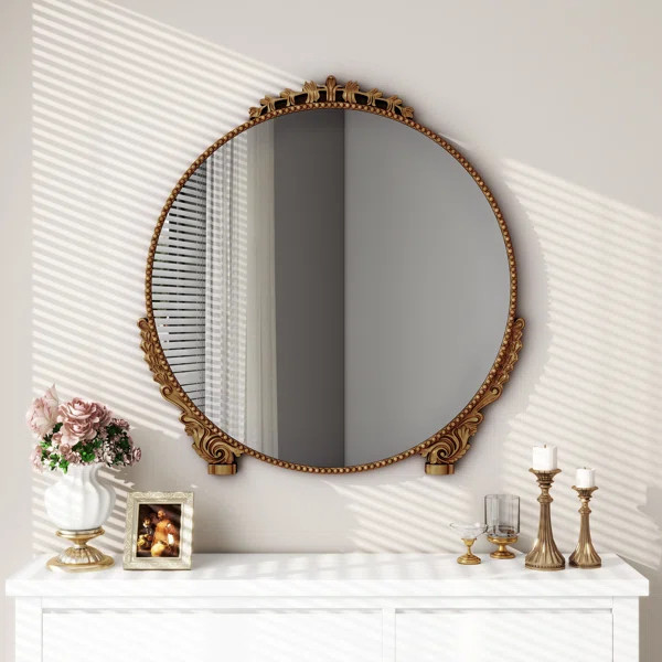 Euri Round Antique Gold Wall Mirror | Wayfair North America