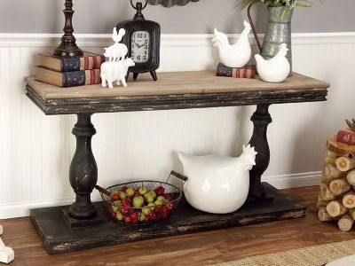 Bayberry Lane Vintage Wood Console Table, Black | Ashley Homestore