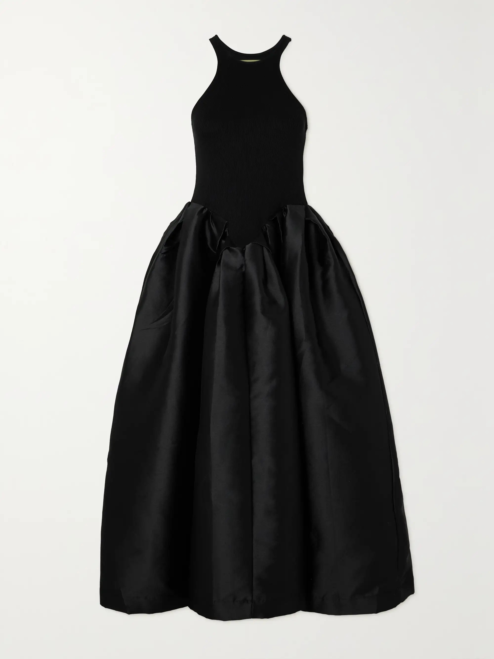 Ribbed organic cotton-blend and recycled taffeta maxi dress | NET-A-PORTER (UK & EU)