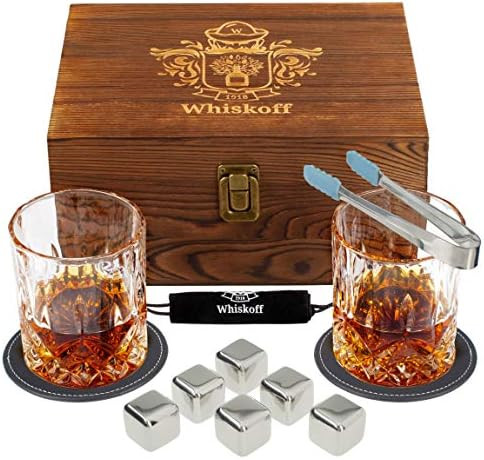 Whiskey Glasses Set of 2 - Whisky Chilling Stones - Old Fashioned Rocks Glass - Bourbon Glasses i... | Amazon (US)