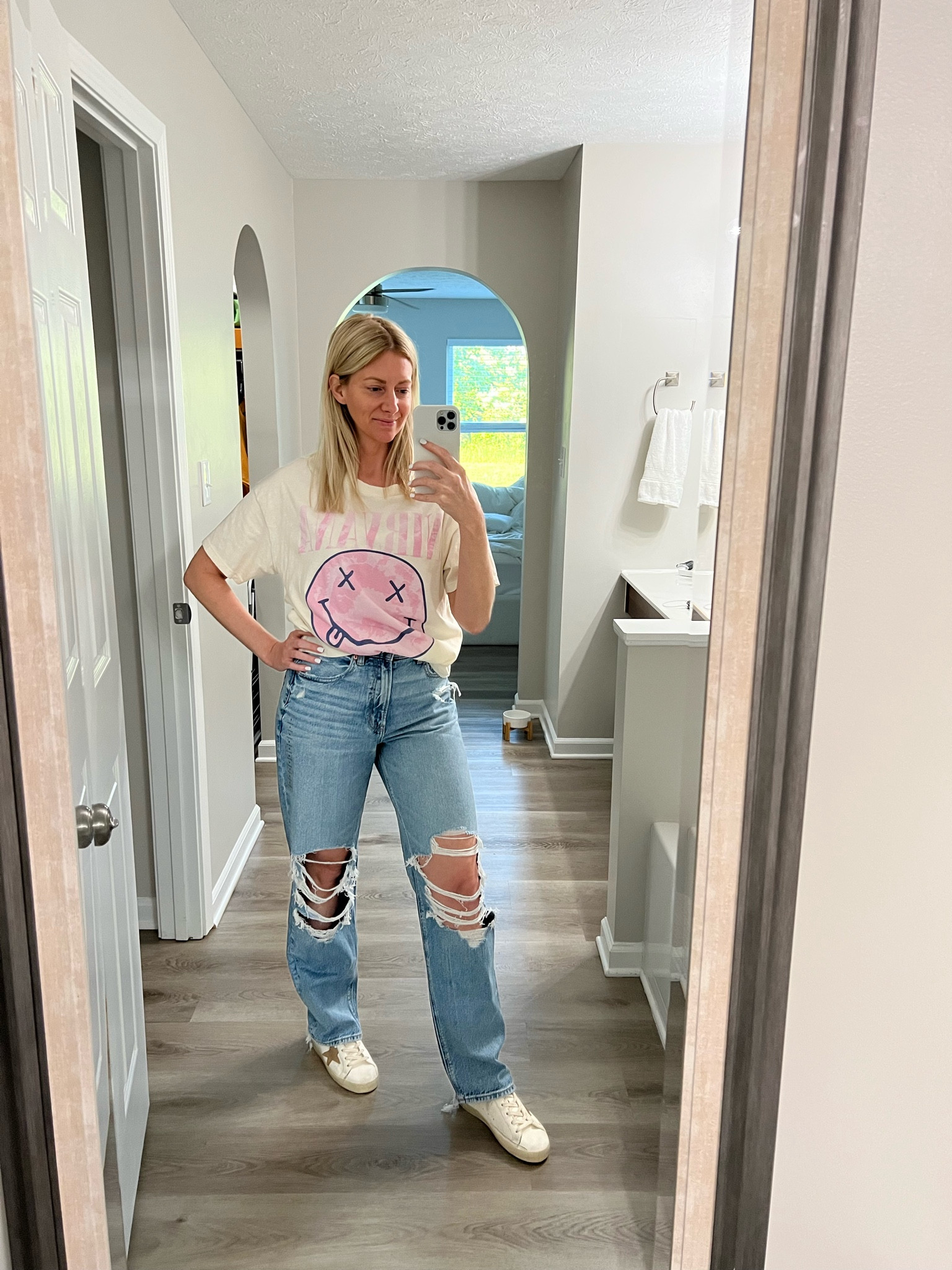 Tee and jeans on sale!! Loving the oversized baggy and ripped looks right now🙌🏼

#LTKunder50 #LTKstyletip #LTKsalealert