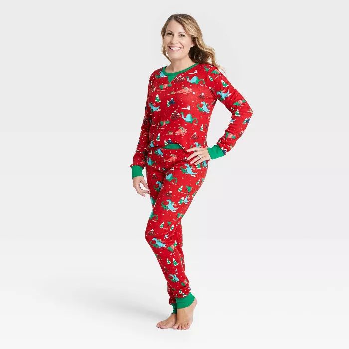 Target/Women/Women's Clothing/Pajamas & Loungewear/Pajama Sets‎Women's Holiday Dino Print Match... | Target