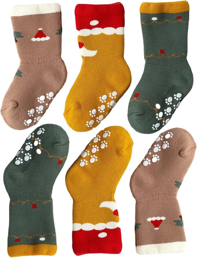 J Poqobog Baby Girl Socks Toddler Boy crew Kids Unisex Warm Thick Cotton Socks Set 3/6Pack Non Sl... | Amazon (US)