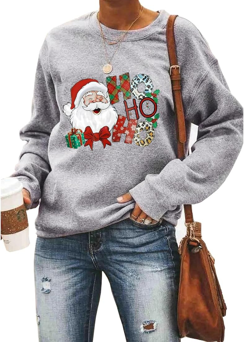 Barlver Women Christmas Fleece Sweaters Long Sleeve Fuzzy Sweatshirts Holiday Graphic Shirts | Amazon (US)