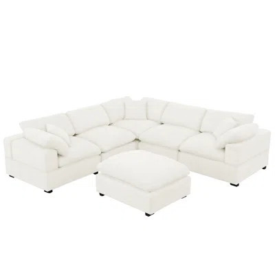 Wartow 6-Piece Upholstered Corner Sectional with Reversible Ottoman | Wayfair North America