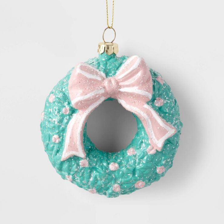 Wreath Christmas Tree Ornament Mint/Pink - Wondershop™ | Target