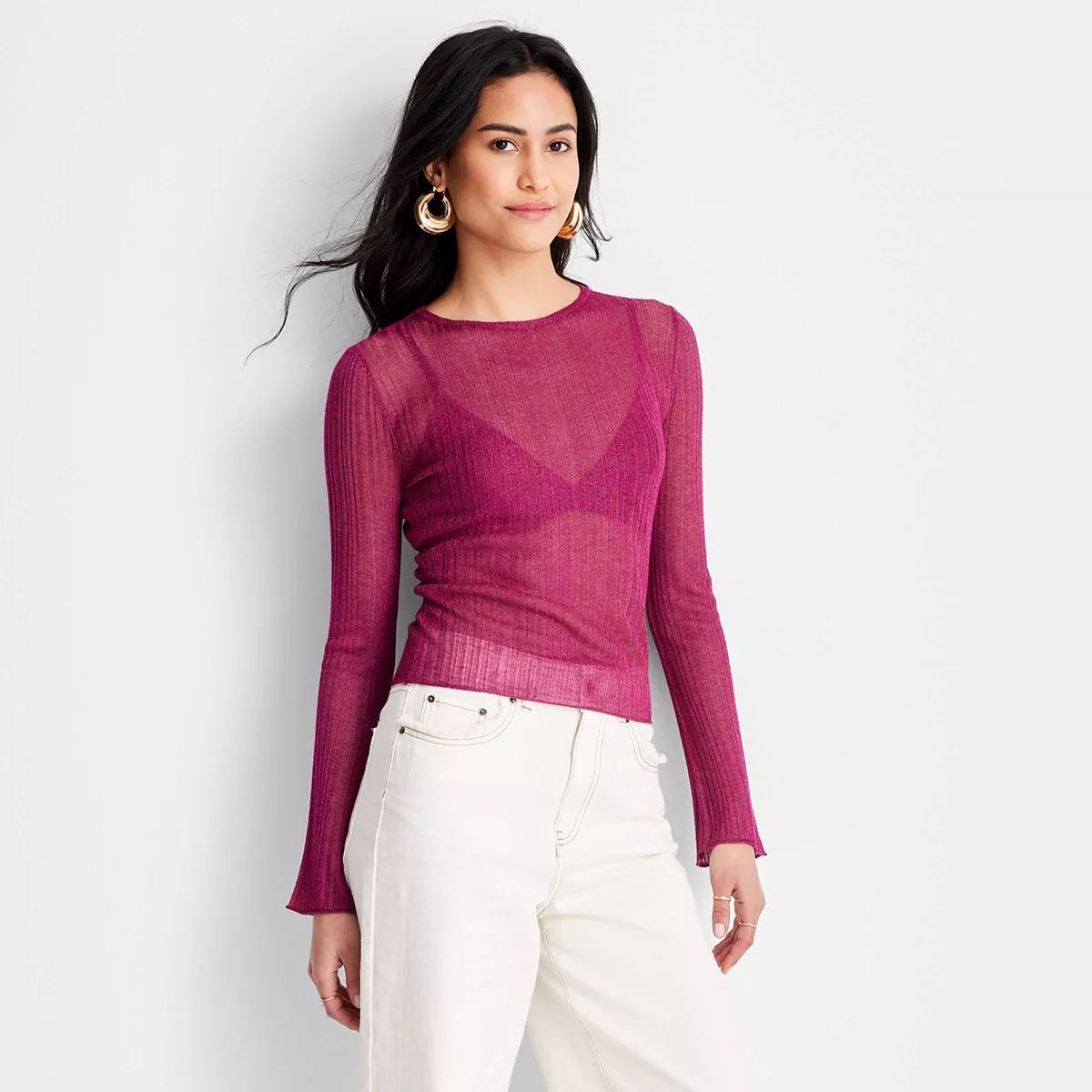 Women's Crewneck Sheer Sweater - Future Collective™ with Jenny K. Lopez | Target