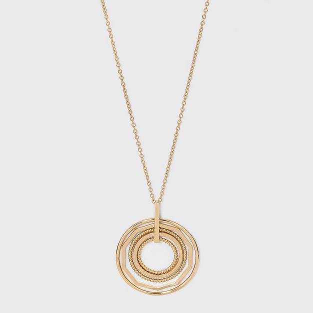 Multi Ring Pendant Statement Necklace - A New Day™ Gold | Target