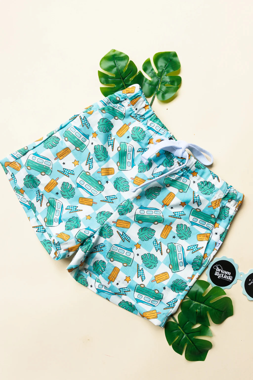 EXCLUSIVE CHECKED OUT FOR SUMMER DREAM SWIM TRUNKS | Dream Big Little Co.
