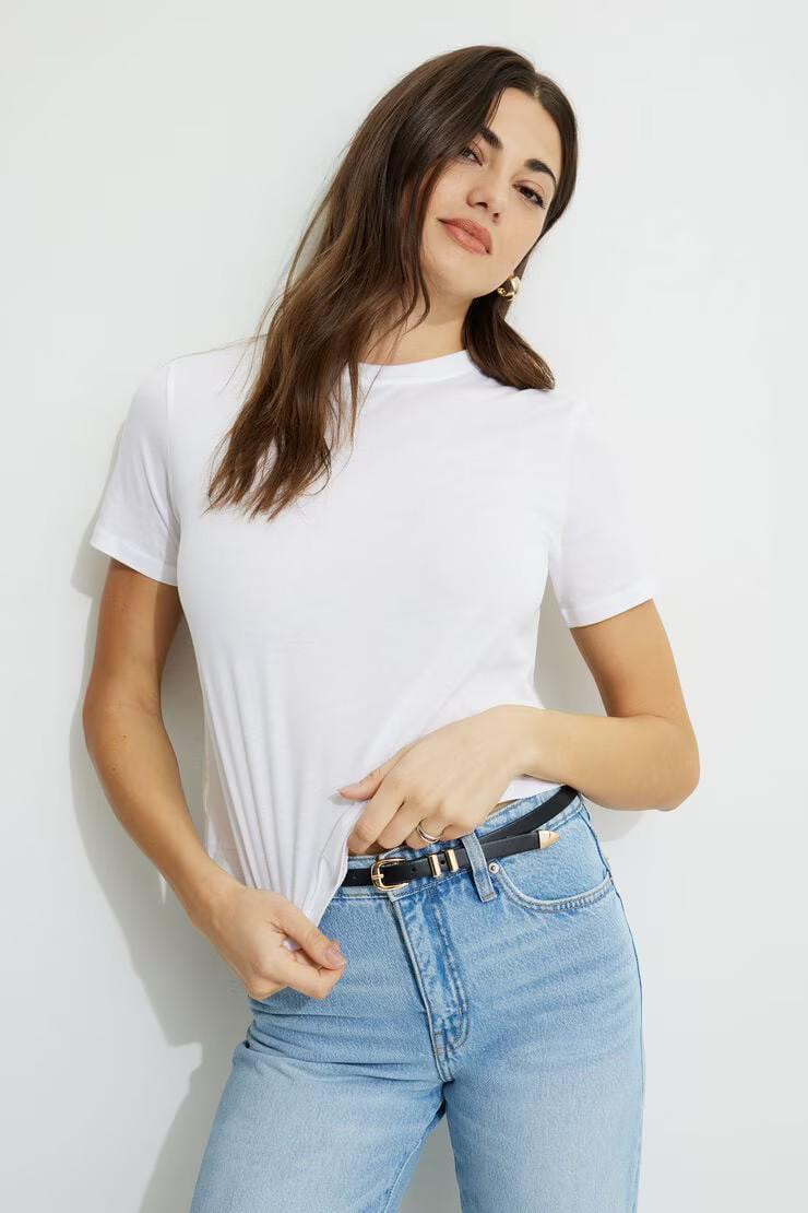 Easy Crewneck Cotton T Shirt | Dynamite Clothing