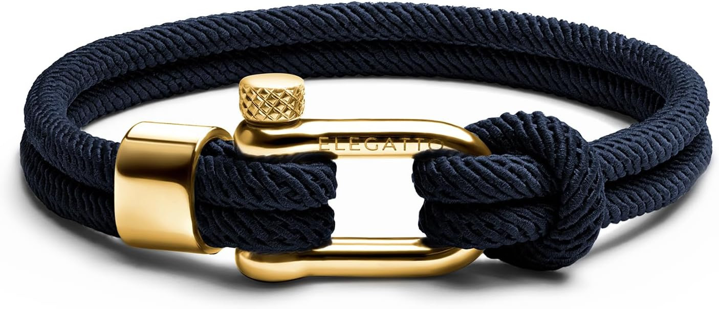 Elegatto Alchor Platinum Rope Bracelet for Men | Premium Nylon Marine Cord with Silver Polished S... | Amazon (US)