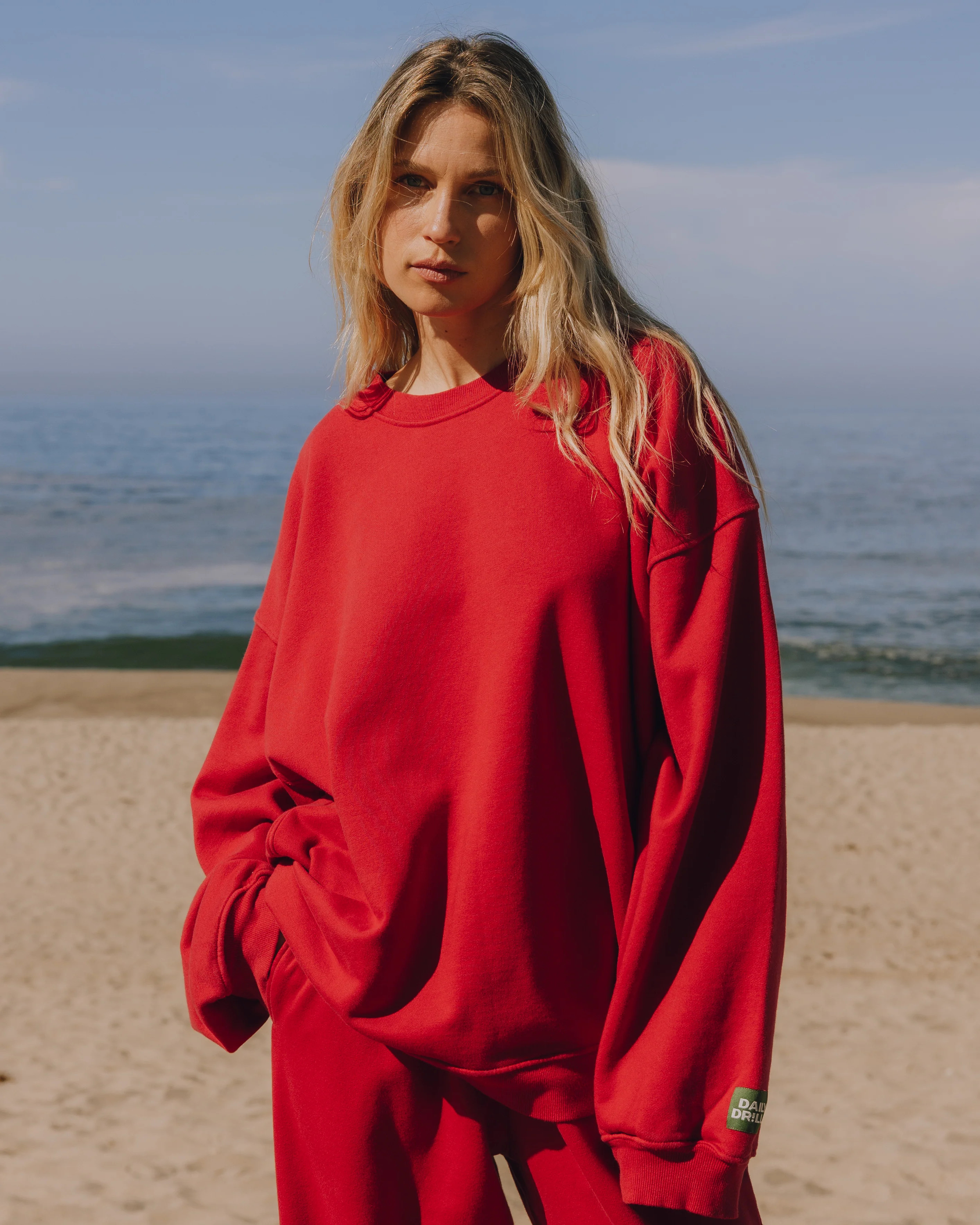 Unisex Oversized Crew - Vintage Red | Daily Drills