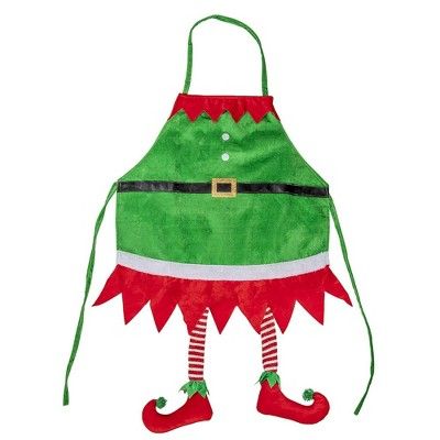 Juvale Christmas Apron with Hanging Legs for Party Kitchen Accessory, Green & Red (35 x 23 in) | Target