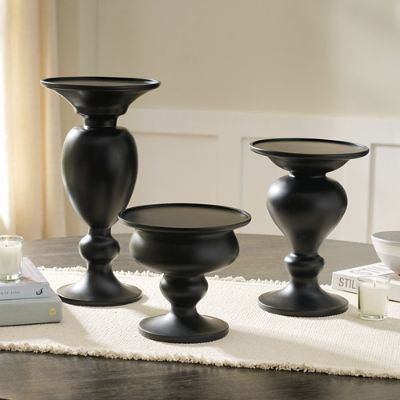 Curved Black Pedestal Stands, Set of Three | Grandin Road